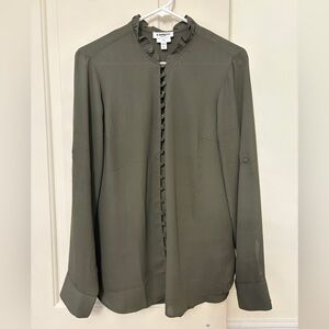 Express portofino ruffle neck button down top